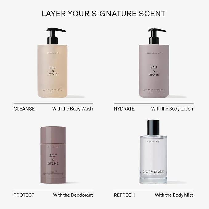 Salt & Stone Body Lotion for Women & Men | Black Rose & Oud | Hydrates, Nourishes & Softens Skin | Restores Dry Skin | Fast-Absorbing | Cruelty-Free & Vegan | 15.2 fl oz