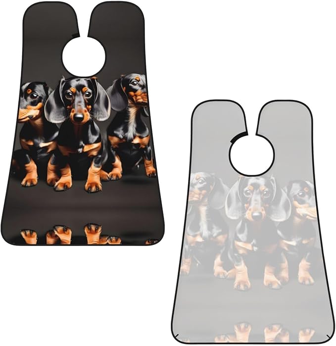 Three Dachshunds Print Beard Bib Shaving Apron, Beard Hair Trimming Cape Gift For Dad