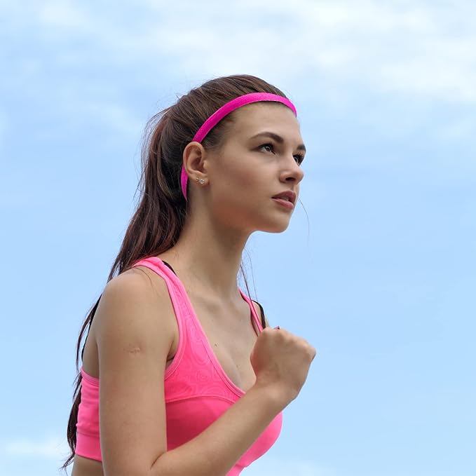 Duufin 20 Pieces Non-Slip Elastic Headbands Workout Headband Colorful Sweatband Fashion Yoga, Running Sport Headbands for Women, Men and Girls, 20 Colors Iridescence