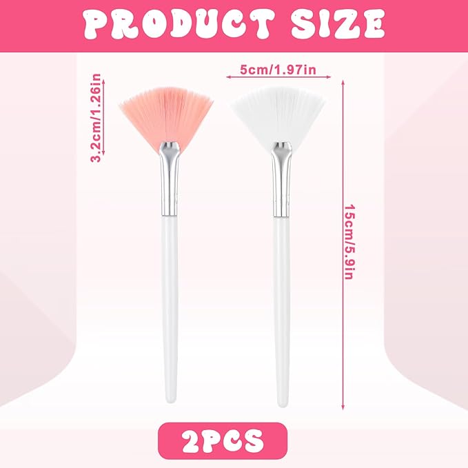 2 Pcs Face Mask Applicator Fan Brushes for Facial Soft Skincare Esthetician Makeup Brushes Cosmetic Tools for Mud Cream Peel