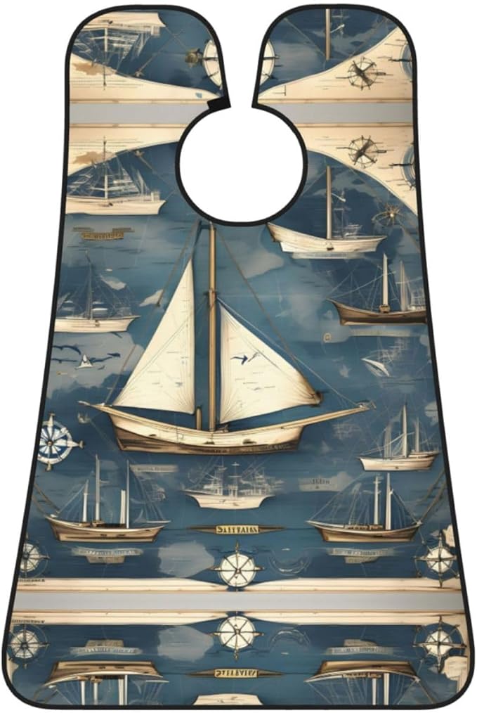 Ocean Fishes Print Beard Bib Shaving Apron, Beard Hair Trimming Cape Gift For Dad