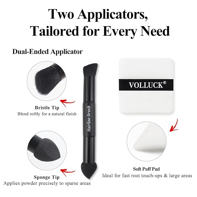 VOLLUCK Root Touch up Powder, Long-lasting Gray Hair Cover up Powder for All Hair Types, Waterproof for Women and Men (Brown, 0.42 0unce)