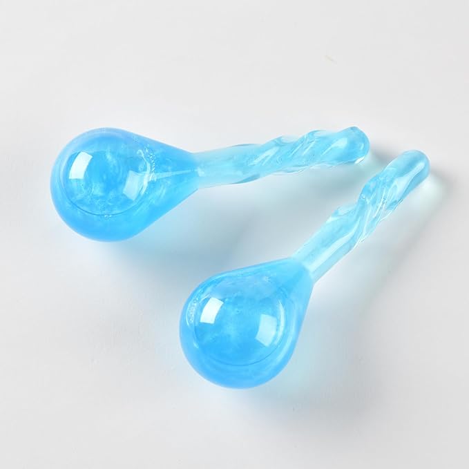 Facial Ice Globes, Cryo Cooling Balls with Anti-Slip Handle for Face, Eyes & Neck, Relaxing Beauty Massage Tool for Soothing and Refreshing Skincare Routine, Quicksand Blue