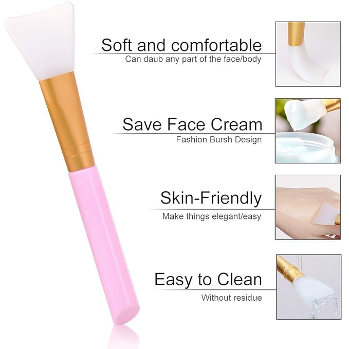 Akstore 3PCS Silicone Face Mask Brush,Mask Beauty Tool Soft Silicone Facial Mud Mask Applicator Brush Hairless Body Lotion And Body Butter Applicator Tools (White)