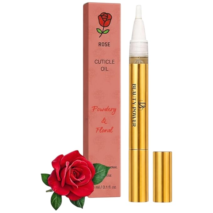 Nail Oil Cuticle Pen - Rose – Nail Strengthener & Growth Serum with Vitamin A, D, E, B5, Grapeseed & Natural Oils – Repair for Brittle, Peeling, Thin Nails – Gift Idea
