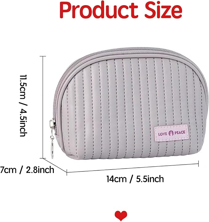 Small Makeup Bag for Purse Mini Cosmetic Pouch Waterproof Zipper Pouch for Women Small Cosmetic Bag PU Leather Travel Makeup Bag Lipstick Bag Light Purple
