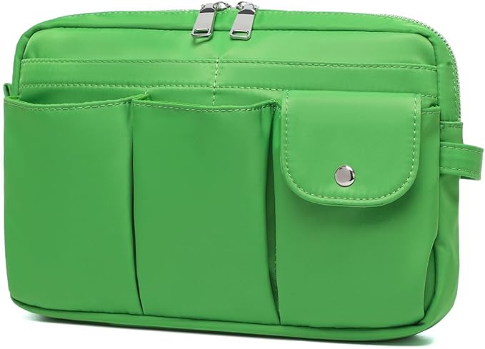 Storage Bag-arge Cosmetic Bag for Women Travel Makeup Bag Zip Up Bag Pure Cotton Canvas Can be Suspended (Grass Green)
