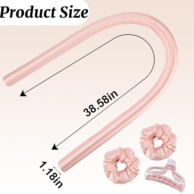 Heatless Curls Overnight,Hair Curlers to Sleep In,No Heat Satin Curling Rod Set Rollers,Sleeping Blowout Headband, Foam Curly Tie Ribbon Styling Tool for Long Hair