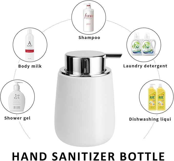 Soap Foaming Dispenser Ceramic with Easy-to-Press Pump Hand Foam Dispenser for Shampoo Bathroom Kitchen 12 oz