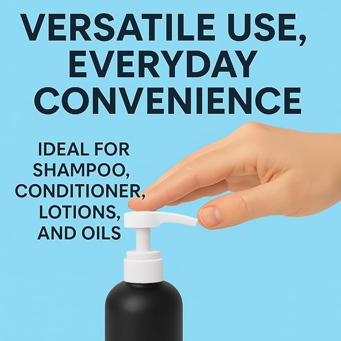 Universal Shampoo/Conditioner Dispenser Pump for Bottles, Leak Proof, Pump Top Fits 1 L/33.8 oz Bottles, 28/410 Neck Size (White - Pack of 4)