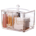 Qtip Cotton Pad Holder Dispenser Cotton Ball and Swab Storage with Lid Clear Acrylic Cotton Round Organizer, 4 Sections