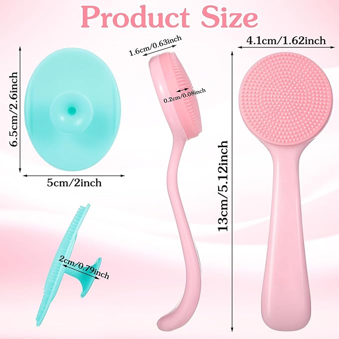 4Pcs Silicone Facial Cleansing Brush Manual Exfoliating Brush Soft Face Wash Scrubber Brushes for Women Men Skin Deep Cleaning Care