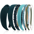 AHONEY 7 Pack Green Headbands for Women Christmas Headbands Trendy Non Slip Hairbands Cute Hair Accessories Multi-style Headband Pack