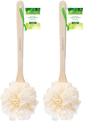 Bath Pouf with Handle - Hard-to-Reach Cleansing Sponge - EcoPouf Bath Brush - Assorted Colors (Pack of 2)