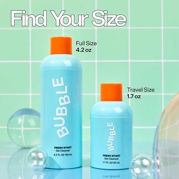 Bubble Skincare Fresh Start Gel Face Wash - Gentle PHA Exfoliating Facial Cleanser to Reduce Oil + De-Clog Pores - Daily Face Cleanser with Aloe Vera to Soothe Sensitive Skin - Vegan Skin Care (125ml)