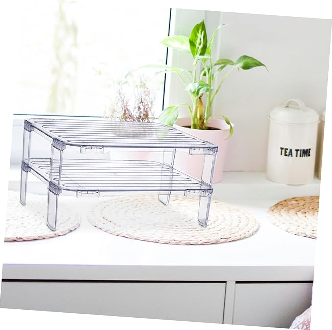2pcs stacking shelf freezer rack Kitchen Storage Rack foldable cabinet shelf kitchen fridge organizer stackable shelves refrigerator organizer clear as supplies fruit