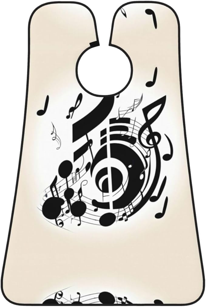 Music Note Print Beard Bib Apron For Men, Beard Hair Catcher For Men Shaving Trimming,Beard Cape Cloth, Black