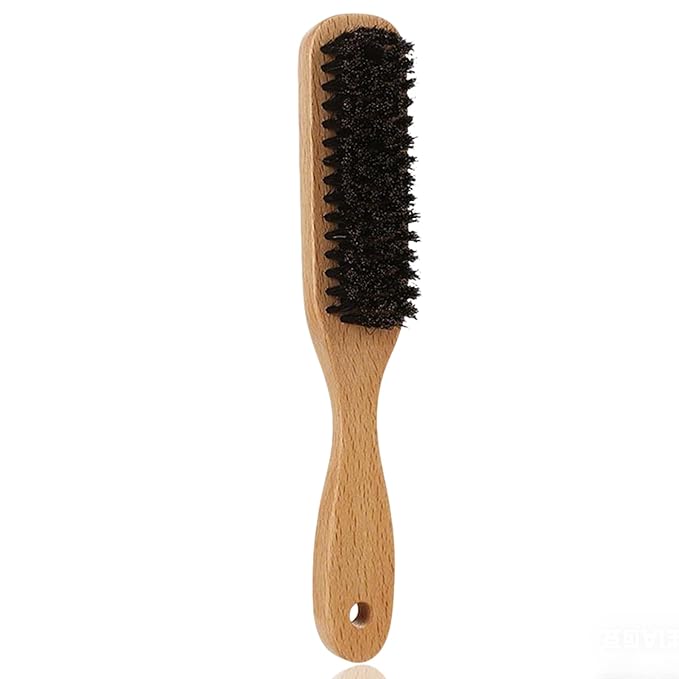 Men's Boar Bristle Hair Brush, Natural Wood Handle Grooming Brush for Daily Styling, Beard & Hair Detangling, Perfect for Pompadour & Slick Back Hairstyles