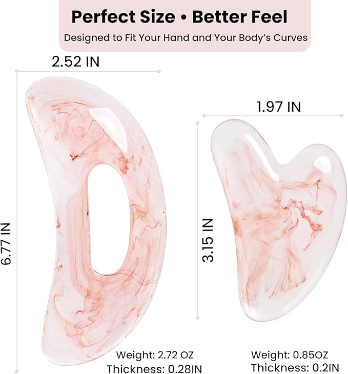 Large Body Gua Sha Tool for Lymphatic Drainage,Cellulite, Sculpting and Sore Muscles,Grip-Friendly with Smooth Resin & Ergonomic Design for Jawline, Neck,Thighs and Stomach Pink Resin Prop 65 Tested