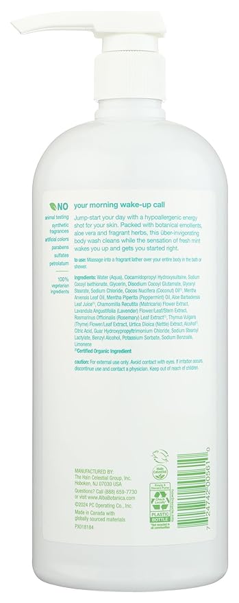 Alba Botanica Very Emollient Body Wash, Sparkling Mint, 32 Oz