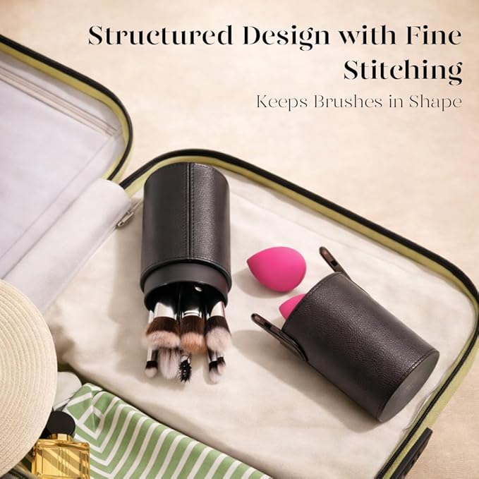 BEAKEY Makeup Brushes Sets, Brush Sets with Makeup Sponges (10+2pcs, with Black Case)