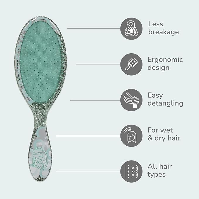Wet Brush Original Detangler Hair Brush, Teal (Groovy Disco), Ultra-Soft IntelliFlex Bristles, Detangling Bristles Glide Through Tangles (Wet Dry & Damaged Hair), Women & Men