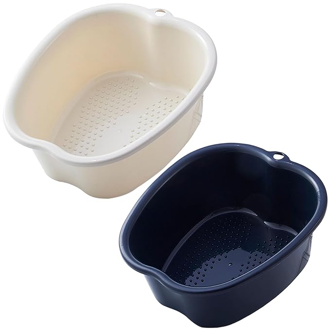 AXLOFO® Foot Soaking Tub Large Size Foot Basin, Feet Soaking Tub with Massage Acupoint, Pedicure Feet Soak Basin Plastic Bucket for Women and Men (2pcs-black-white)