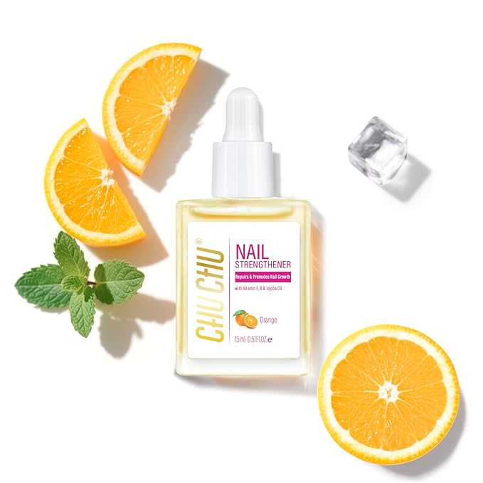 CHUCHU Nail Growth and Strengthener Oil for Cuticle - Orange Scent Cuticle Oil Repair Moisturizing Treatment - Natural Jojoba Vitamin B & E Nail Oil for Dry Cracked Nails