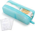 Cotton Pad Swab Travel Case – 2-in-1 Portable Waterproof Qtips Dispenser for Cotton Square Pad & Qtip, Floss, Bobbi Pin, Nail Kit, Hair Accessories Organizer TSA Compliance – VISFRESH (Blue)