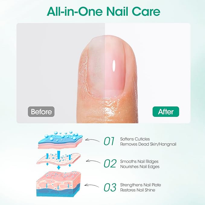 Gellen Cuticle Oil Pusher Pen, Ceramic Cuticle Remover Pen, 6ml Nourishing Nail Oil Pen, Nail Care Pen for Hangnails & Damaged Nails, Easy & Mess-Free Cuticle Pusher Tool, Nourish & Strengthen Nails
