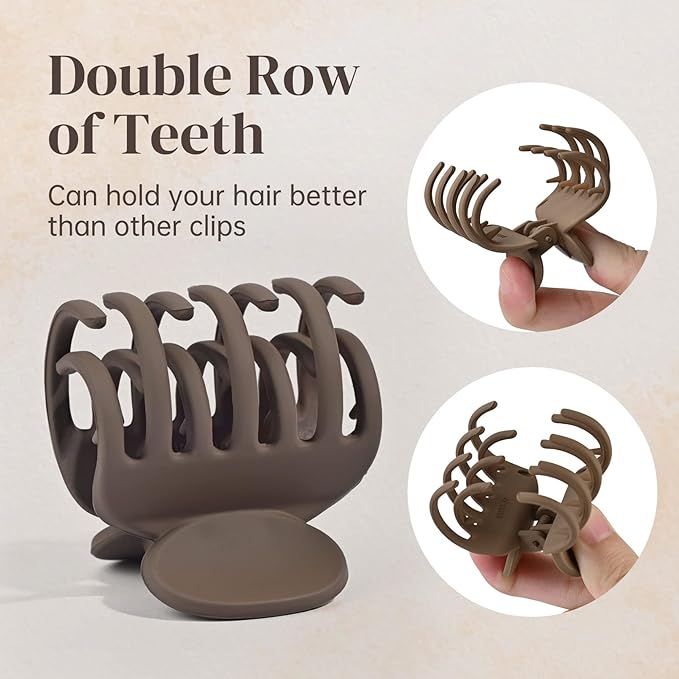 DEEKA Hair Clips Small Claw Clips 8 Pack Double Row Teeth Clips for Thin Hair 1.6" Matte Hair Accessories for Women and Girls