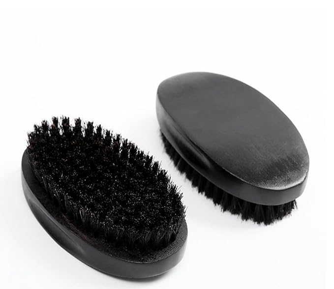 360 Curved Medium Wave Brush with Firm Boar Bristles for Cultivating Waves, Wolfing and Beards - Great Gift for Men