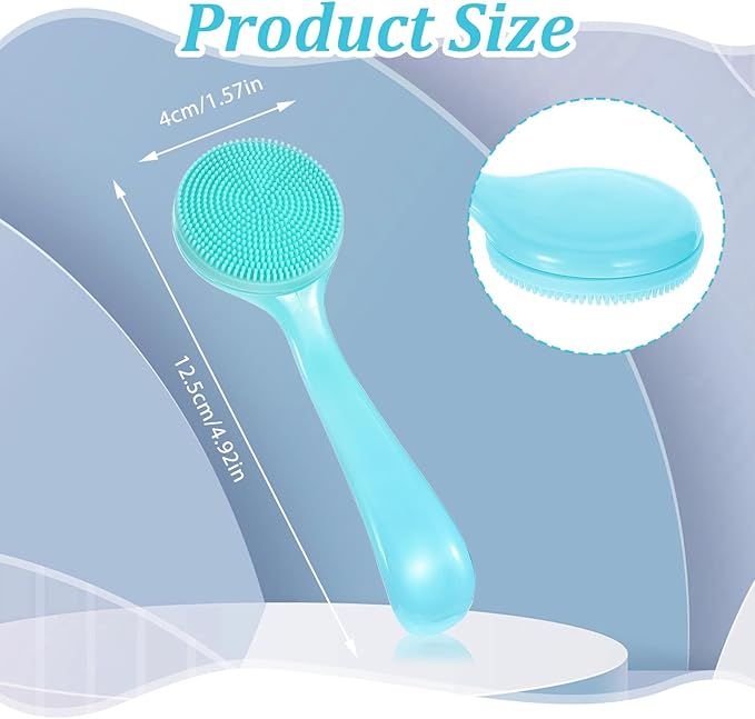 2 Pack Silicone Facial Cleansing Brush, Manual Scrubber for Removing Blackheads, Whiteheads, Skin Friendly Cleansing Soft Brush Exfoliating Massaging Brushes for Men and Women (Blue, Pink)