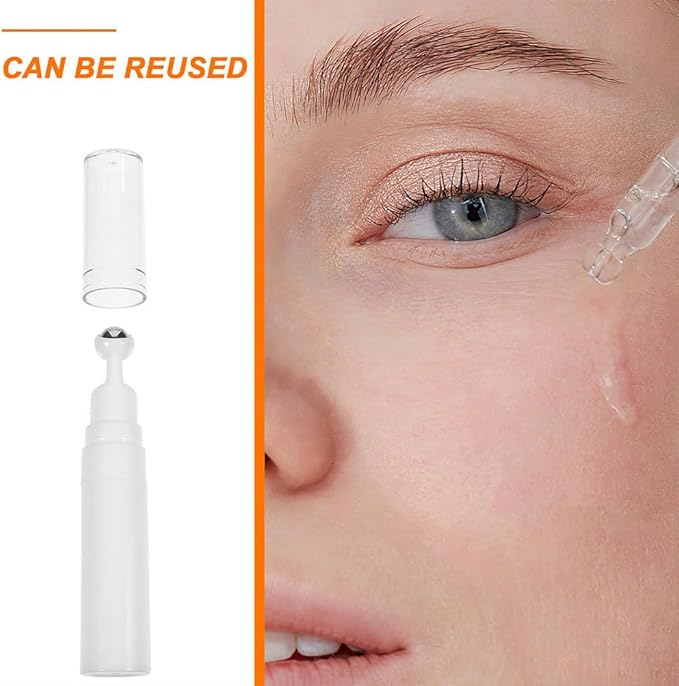 Eye Cream Container Roller Bottle, 2pcs 15ml Empty Roll On Bottles Travel Essential Oil Roller Bottles Refillable Cream Bottle Eye Cream Applicator Roller Cosmetic Dispenser for Women