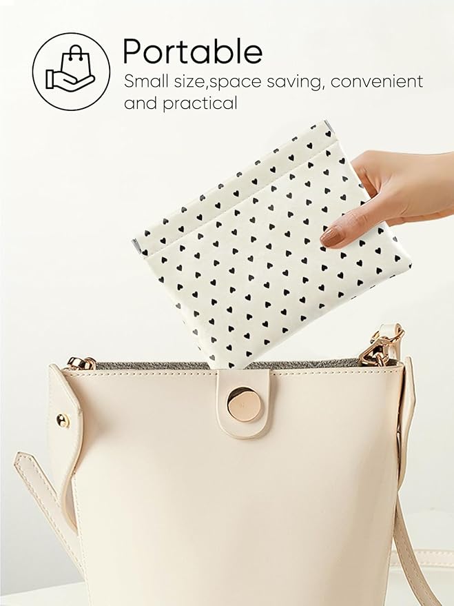 Hearts Leather Makeup Pouch Set for Women Small Make Up Bag for Purse Waterproof Initial Makeup Cosmetic Bags Pouches for Purse Aesthetic Travel Toiletry Bag,Heart White