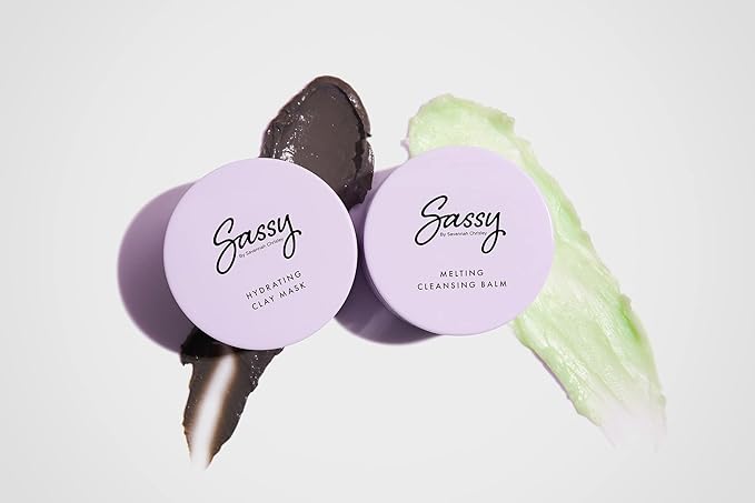 Sassy by Savannah Chrisley Pamper Yourself Kit - Cleansing Balm and Clay Mask with Headband - Perfectly Absorbs Excess Oils for Smoother Skin - Helps Reveal Clearer Complexion - 3 pc Spa Kit