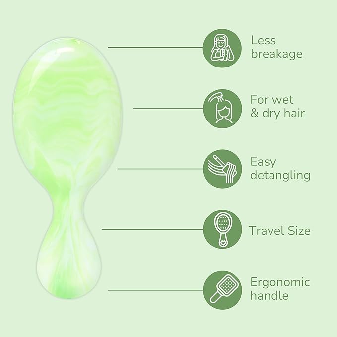 Wet Brush Mini Detangler Hair Brush for Gentle Knot Removal, Travel Size, Soft Bristles for Pain-Free Detangling, Less Breakage, Works on All Hair Types, Limited Edition, Summer Treat Key Lime