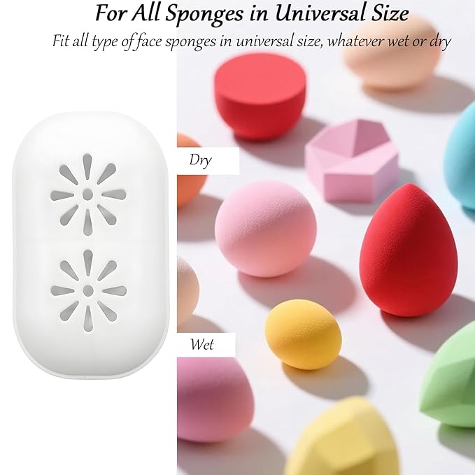 Eatra Large 2 in 1 Makeup Sponge Holder,Travel Make Up Sponges Organizer,Silicone Quick Drying Make Up Sponge Case, With Bonus Blender Sponges,Suitable for Business or Travel (White)