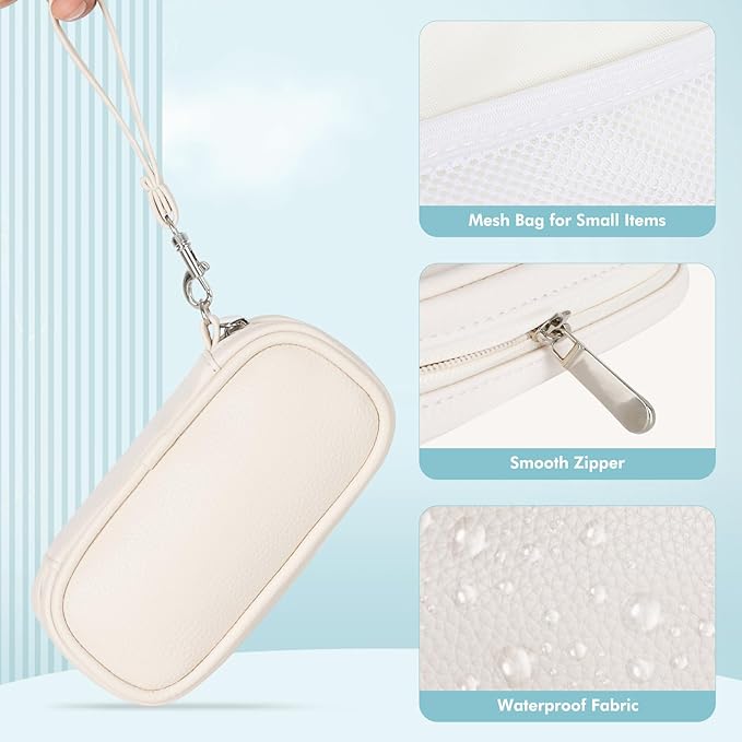 Tampon Holder for Purse, Portable Period Bag with Handle, Travel Pads Tampons Pouch, PU Leather Small Tampon Organizer Case for Feminine Products, Waterproof Period Bags (Black)