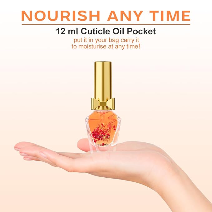 JIASHENG Cuticle Oil, Scented Cuticle Nail Oil Infused with Flowers, Hydrates, Moisturizes, Strengthens, Repairs, Revitalizing Cuticle Oils for Nails Damage Dry Cuticle, Rose, 12ml