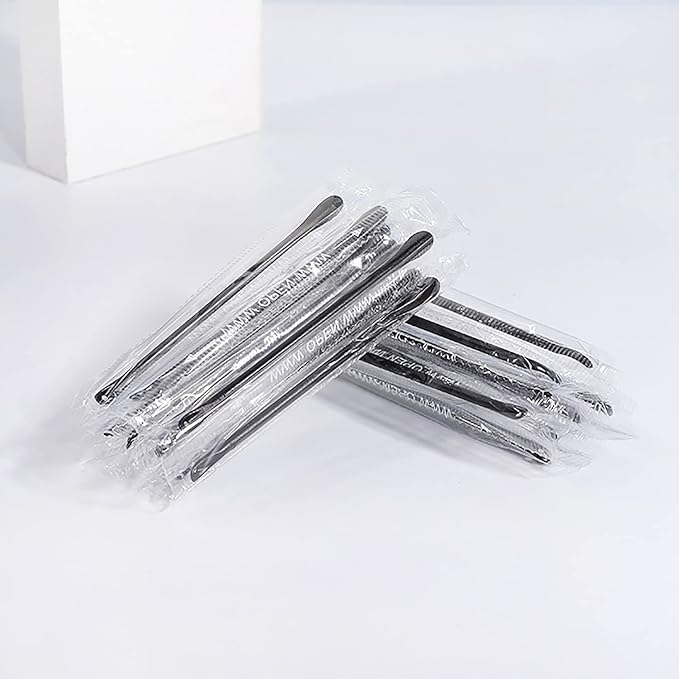 200Pcs Plastic Disposable Blackhead Remover Double-Headed Comedones Extractor Black Pimple Popper Tool Acne Removal Stick Cotton Swab Beauty Tool