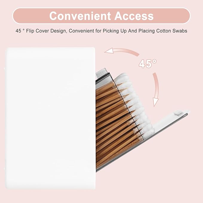 Qtip Holder, 2 Pack Wall Mount Qtip Holder Organizers for Bathroom Cotton Swabs, Balls, Cosmetic Cotton Pads, Dental Floss Storage - WhiteGrey
