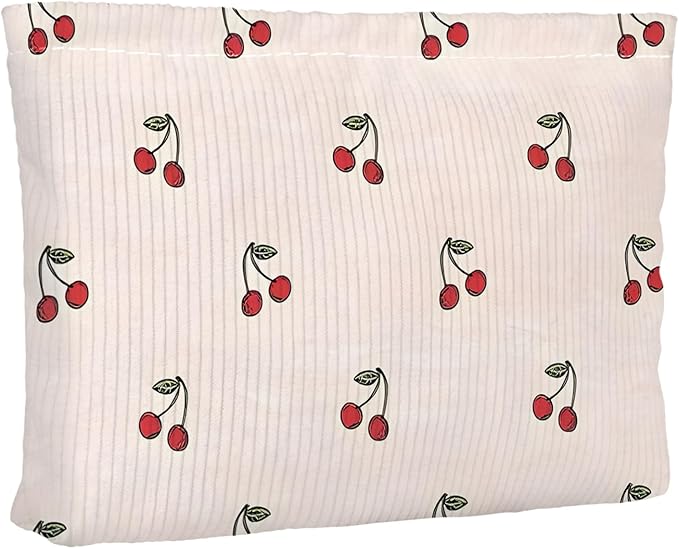Cute Red Cherry Makeup Pouch for Women Small Make Up Beige Cherries Pattern Bag for Purse Zipper Initial Makeup Cosmetic Bags Pouches for Purse Aesthetic Travel Toiletry Bags