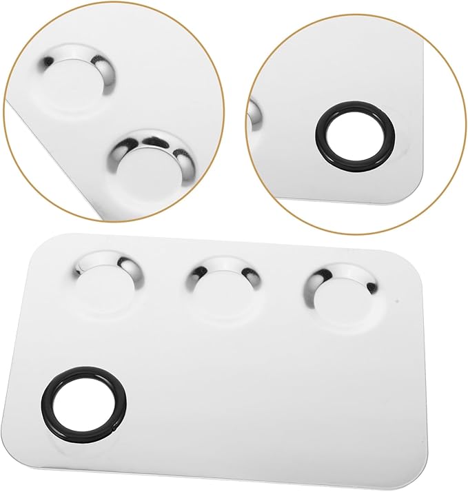 Makeup Mixing Plate Small Palette Cosmetic Foundation Dish Beauty Face Tray Powder Pallets Mini Makeup Tool Accessories Foundation Plate Make up Plate Silver Stainless Steel