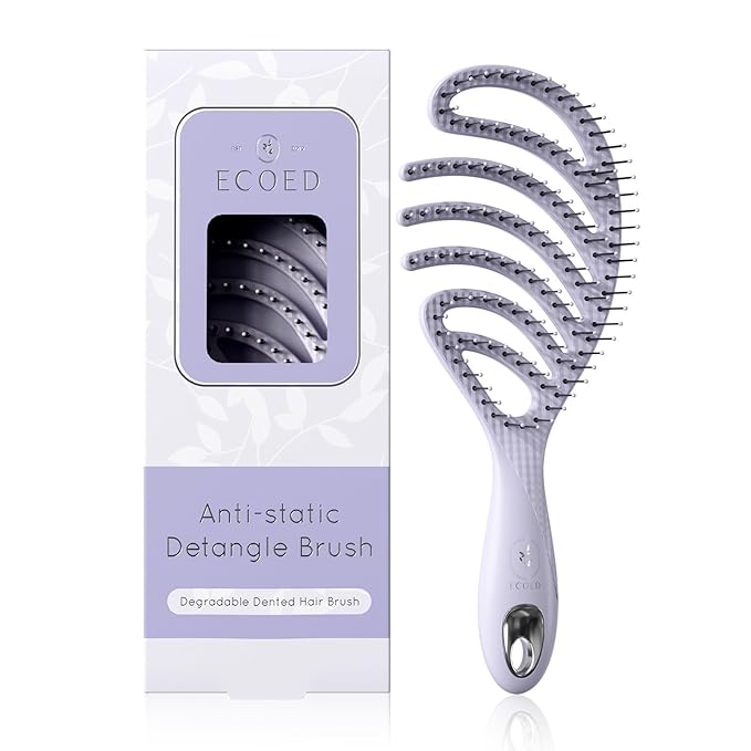 Detangling Brush, Vented Detangler Hair Brush for Fine, Straight, Long, Wet or Dry Hair with Smooth Bristles, Gentle on Scalp for Men, Women & Kids (Purple)