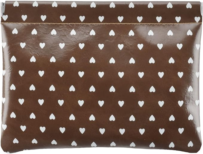 Hearts Leather Makeup Pouch Set for Women Small Make Up Bag for Purse Waterproof Initial Makeup Cosmetic Bags Pouches for Purse Aesthetic Travel Toiletry Bag,Coffee