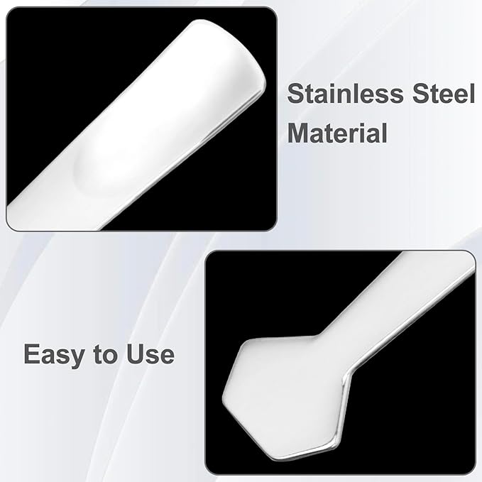 3pcs Mini Stainless Steel Makeup Spatula, Reusable Cosmetic Cream Spatulas Spoon, Skincare Scoop Applicator Facial Massage Beauty Tools for Mixing and Sampling Face Eye Cream- Silver