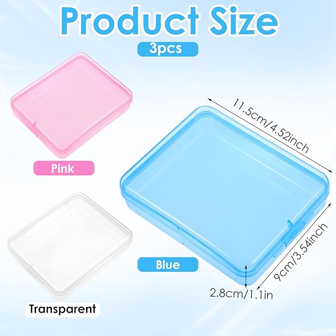 Portable Travel Cotton Pad Holder 3 Pcs Travel Qtips Case Cotton Pad Holder Travel Dispenser Cosmetic Sponge Storage Box Cotton Swab Travel Case For Cotton Rounds Swabs Floss (Pink, Transparent, Blue)