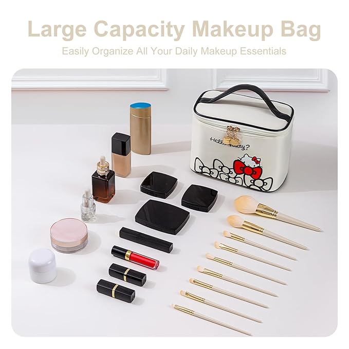 Vimanllie Large Travel Makeup Bag Waterproof Cosmetic Bags,Portable Toiletry Organizer with Handle for Girl,Cute Home Storage for Women