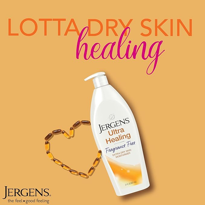 Jergens Ultra Healing Dry Skin Lotion,Hand and Body Moisturizer for Quick Absorption into Extra Dry Skin with Hydralucence Blend,Vitamins C,E and B5,White,21 oz,(Pack of 2)